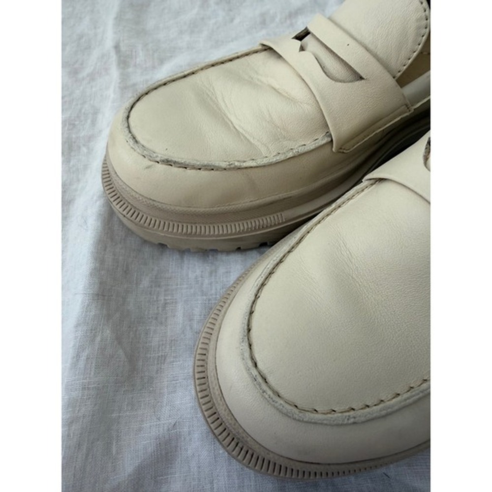Portland Leather Patina Zoe Chunky Loafer in Bone White Chunky Lug Platform 38 - Picture 7 of 12
